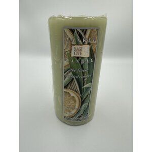 Yankee Candle‎ "SAGE & CITRUS” 12 oz. Pillar Candle 6"x 2.8" 70-85 Hrs. Sage Grn
